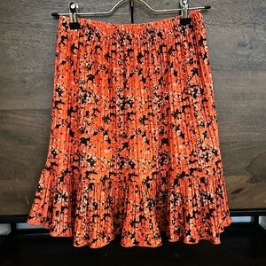 Zara Orange Floral A-Line Skirt